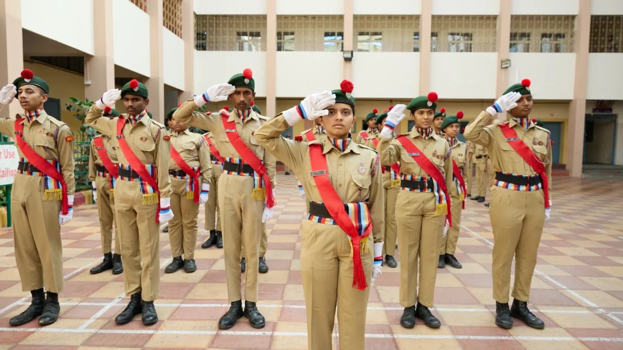 On the campus of Vijaya High School, Jayanagar